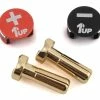 1UP Racing LowPro Bullet Plug Grips W/4mm Bullets (Black/Red) -Futaba Shop 1up190431