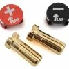 1UP Racing LowPro Bullet Plug Grips W/5mm Bullets (Black/Red) -Futaba Shop 1up190432