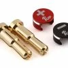 1UP Racing LowPro Bullet Plug Grips W/4-5mm Bullets (Black/Red) -Futaba Shop 1up190433