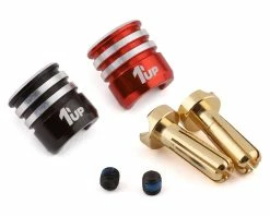 1UP Racing Heatsink Bullet Plug Grips W/4mm Bullets (Black/Red)