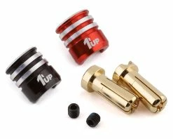 1UP Racing Heatsink Bullet Plug Grips W/5mm Bullets (Black/Red)