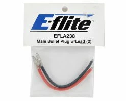 E-Flite Male Bullet Plug W/4" Wire (14GA) (2) -Futaba Shop efla238 1
