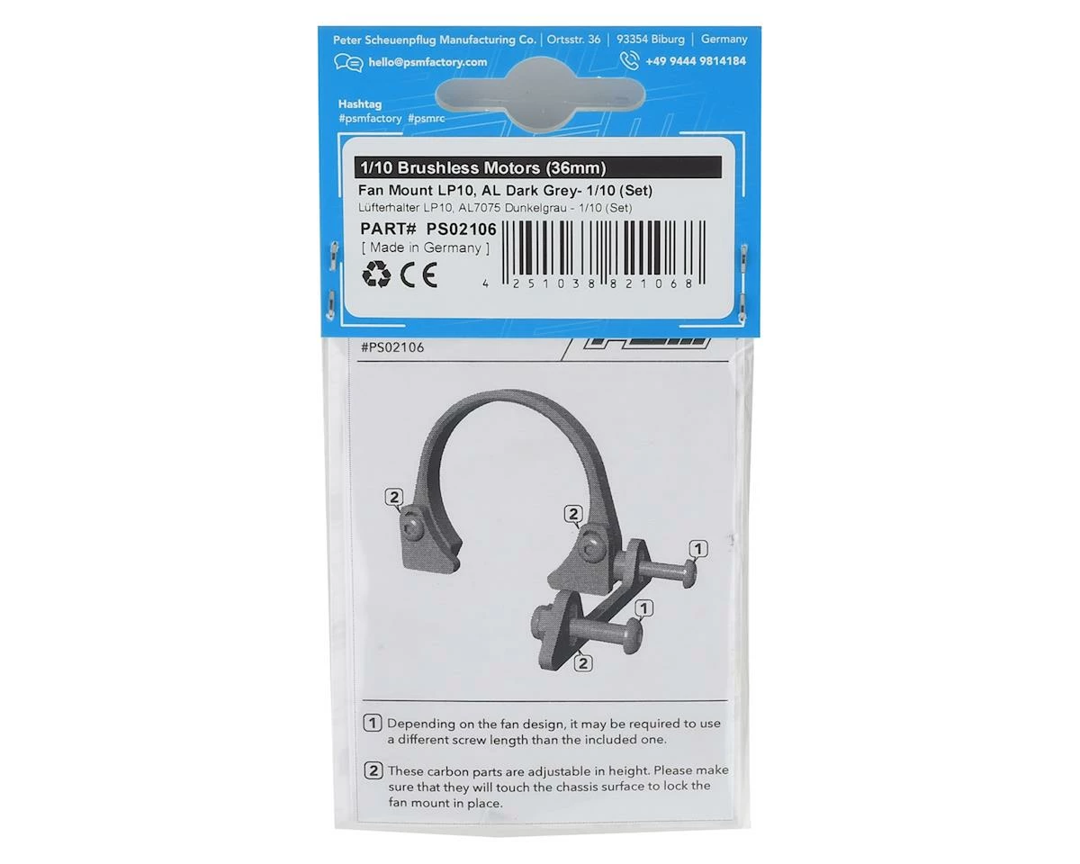 PSM LP10 Aluminum 1/10 Fan Mount Set (Dark Grey) 4 PSM LP10 Aluminum 1/10 Fan Mount Set (Dark Grey) - Image 2