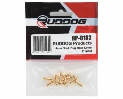 Ruddog 4mm Gold Male Bullet Plug (10) (12mm Long) -Futaba Shop rdgrp 0182 1