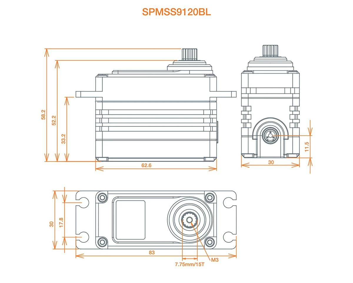 Spektrum RC 9120BL 1/5 Brushless High Torque Metal Gear Servo (High Voltage) 5 Spektrum RC 9120BL 1/5 Brushless High Torque Metal Gear Servo (High Voltage) - Image 3