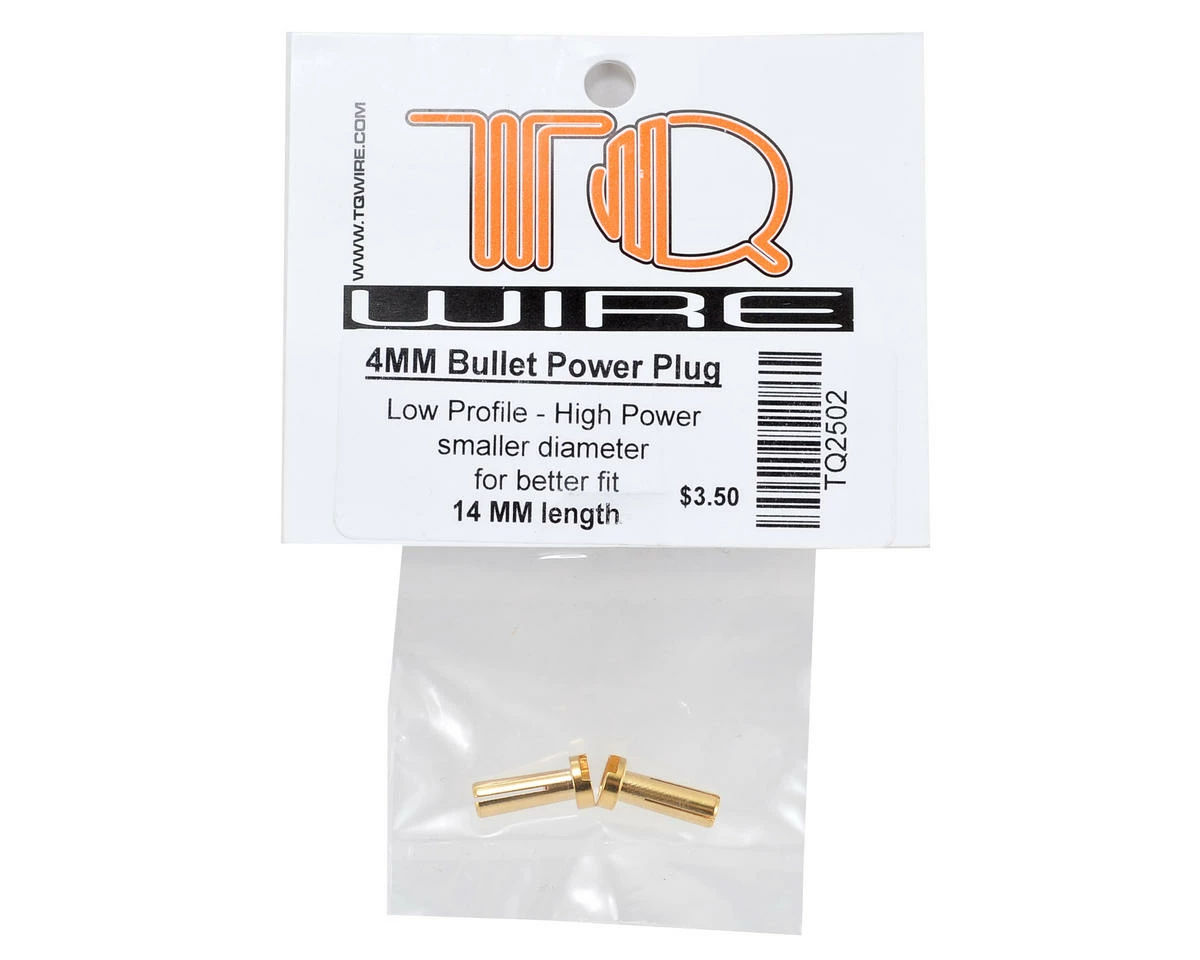 TQ WIRE 4mm Low Profile Male Bullet Connectors (Gold) (14mm) (2) 4 TQ WIRE 4mm Low Profile Male Bullet Connectors (Gold) (14mm) (2) - Image 2