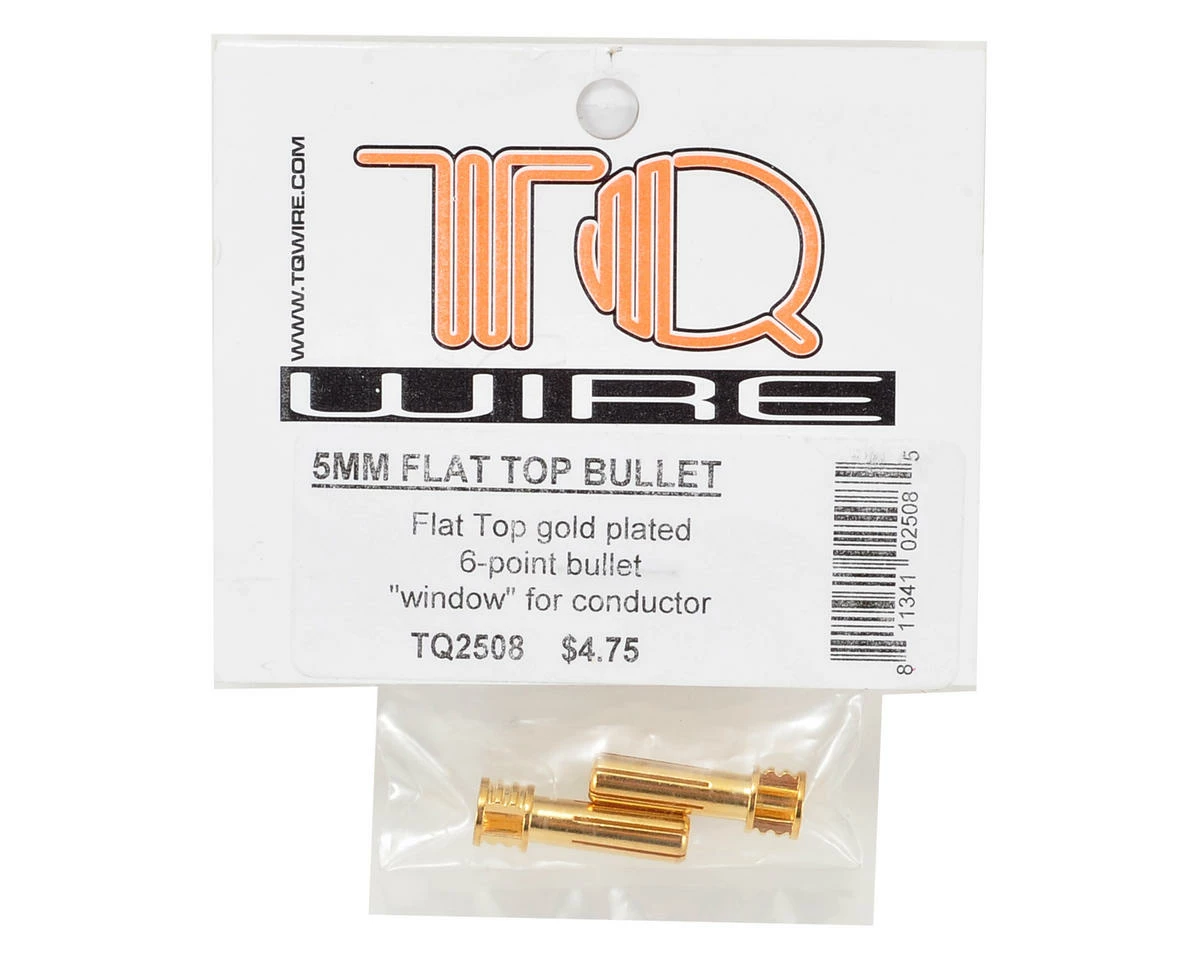 TQ WIRE 5mm "Flat Top" Male Bullet Connector (Gold) (2) 4 TQ WIRE 5mm "Flat Top" Male Bullet Connector (Gold) (2) - Image 2