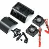 YEAH RACING 1/8 Twin Fan Aluminum Heat Sink W/2 Fans (Black) (40.8mm Diameter) -Futaba Shop yea ya 0261bk