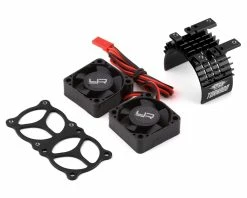 YEAH RACING Aluminum 540/550 Motor Heat Sink W/Twin Tornado Fans (Black)