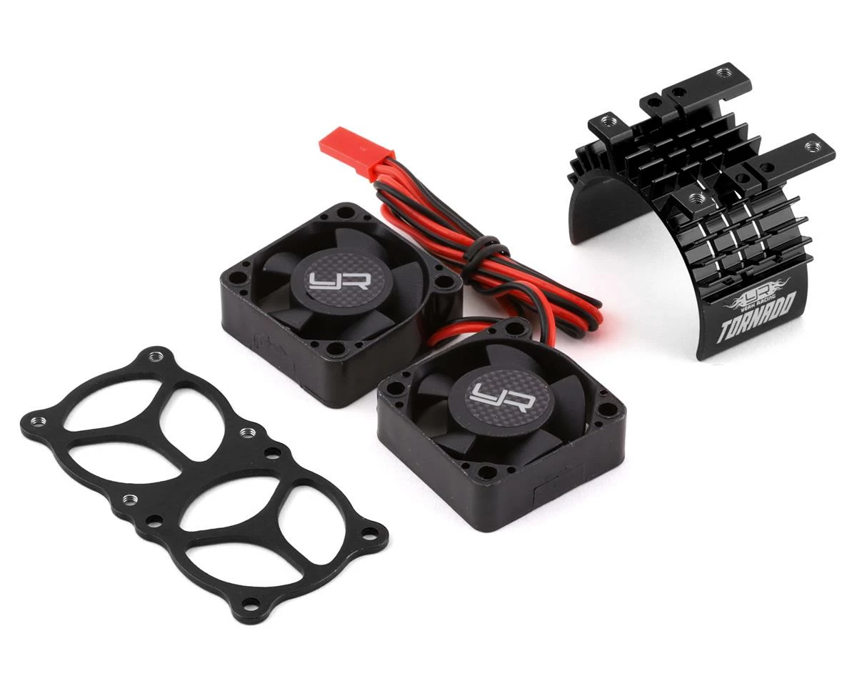 YEAH RACING Aluminum 540/550 Motor Heat Sink W/Twin Tornado Fans (Black) 3 YEAH RACING Aluminum 540/550 Motor Heat Sink W/Twin Tornado Fans (Black)