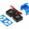 YEAH RACING Aluminum 540/550 Motor Heat Sink W/Twin Tornado Fans (Blue) -Futaba Shop yea ya 0643bu