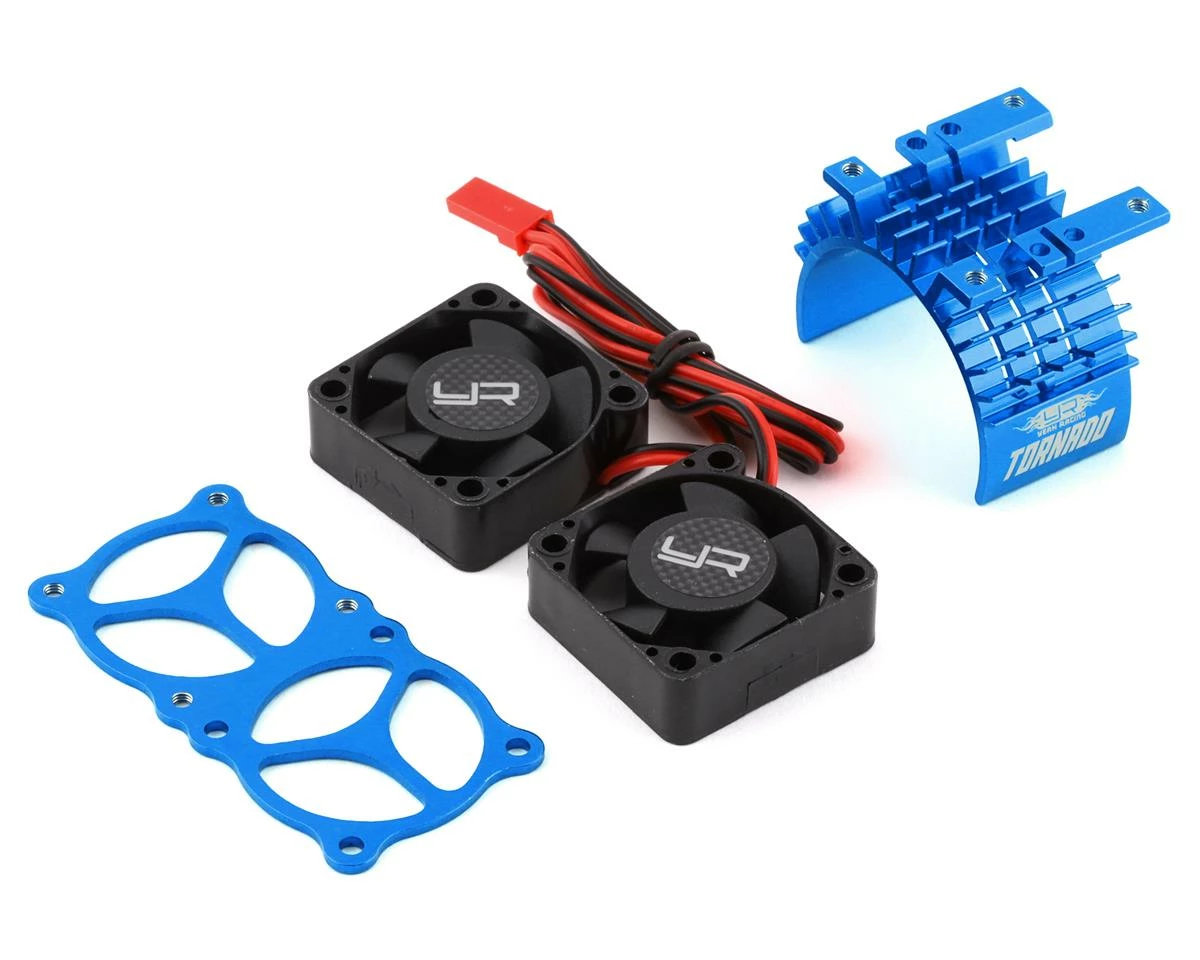 YEAH RACING Aluminum 540/550 Motor Heat Sink W/Twin Tornado Fans (Blue) 3 YEAH RACING Aluminum 540/550 Motor Heat Sink W/Twin Tornado Fans (Blue)