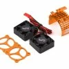 YEAH RACING Aluminum 540/550 Motor Heat Sink W/Twin Tornado Fans (Orange) -Futaba Shop yea ya 0643or